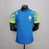 2022 Brazil  Away Blue Player version Soccer Jersey