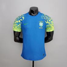 2022 Brazil  Away Blue Player version Soccer Jersey