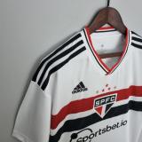 all sponsor 22/23  Sao Paulo Home White  Fans Version Soccer Jersey