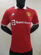 22/23 Man United Home Red Player Version Soccer Jersey