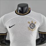 all sponsors  22/23 Corinthians Home White player  Version Soccer Jersey