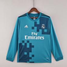 Retro 17/18  Real Madrid Third  Blue Long sleeve  Soccer jersey