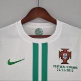 Retro 2012 Portugal  Away White Long Sleeve Socce Jersey