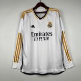 23/24  Real Madrid Home Long Sleeve Fans Version Soccer Jersey