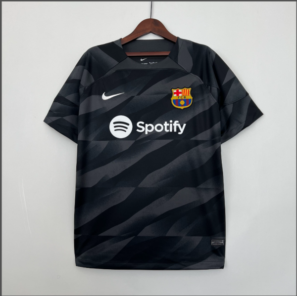 23/24 Barcelona  Goalkeeper Black  Fans Version Soccer Jersey