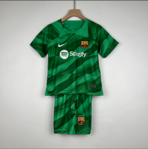 23/24 Barcelona goalkeeper green Kids  Soccer Jersey