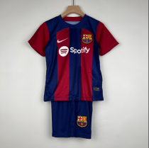 23/24  Barcelona home Kids  Soccer Jersey