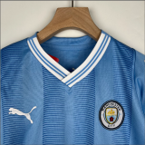 23/24 Manchester City home Kids Soccer Jersey