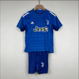 23/24 Juventus Kids Goalkeeper blue Soccer Jersey