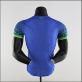2022  Brazil  Away Blue Player Version   Soccer Jersey
