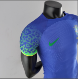 2022  Brazil  Away Blue Player Version   Soccer Jersey