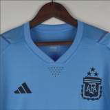 2023 Argentina training  blue Soccer jersey (3 Stars 3星)