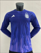 23-24 Argentina Long Sleeve away Soccer Jersey 1:1 Qualit (3 Stars 3星)