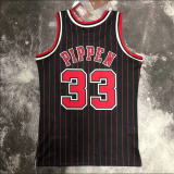 Retro 98  Chicago Bulls 33 号 皮蓬 NBlack stripe NBA Jerseys