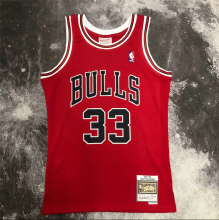 Retro 98  Chicago Bulls 33 号 皮蓬 Red NBA Jerseys