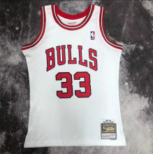 Retro 98  Chicago Bulls 33 号 皮蓬 White  NBA Jerseys