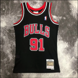 Retro 98  Chicago Bulls RODMAN 91 号 Black NBA Jerseys