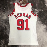 Retro 98  Chicago Bulls RODMAN 91 号 White  NBA Jerseys