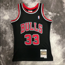 Retro 98  Chicago Bulls 33 号 皮蓬 Black NBA Jerseys