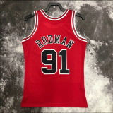 Retro 98  Chicago Bulls RODMAN 91 号 Red NBA Jerseys