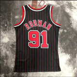 Retro 98  Chicago Bulls RODMAN 91 号 Black stripe  NBA Jerseys