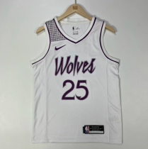 23/24 Minnesota Timberwolves  white  25号 罗斯  NBA Jerseys