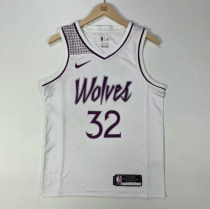 23/24 Minnesota Timberwolves  white  32号 唐斯  NBA Jerseys