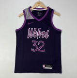 23/24 Minnesota Timberwolves  raisin  32号 唐斯  NBA Jerseys