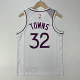 23/24 Minnesota Timberwolves  white  32号 唐斯  NBA Jerseys