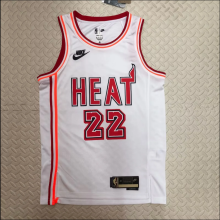 Retro 23 Season Miami Heats MIA  22号 巴特勒  white  NBA Jerseys Hot Pressed 1:1 Quality