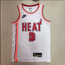 Retro 23 Season Miami Heats MIA  3号 韦德  white  NBA Jerseys Hot Pressed 1:1 Quality