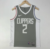 23 Los Angeles Clippers Bonus Edition Grey 2号 伦纳德 NBA Jerseys Hot Pressed 1:1 Quality