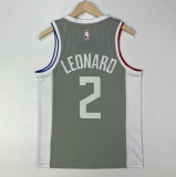 23 Los Angeles Clippers Bonus Edition Grey 2号 伦纳德 NBA Jerseys Hot Pressed 1:1 Quality