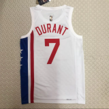 Retro seasons 23 Brooklyn Nets  #7 Kevin Durant White NBA Jerseys Hot Pressed 1:1 Quality