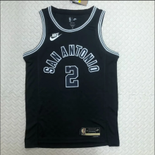 Retro seasons 23 San Antonio Spurs #2 Leonard Black  NBA Jerseys Hot Pressed 1:1 Quality