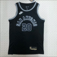 Retro seasons 23 San Antonio Spurs #20 Manu Ginobili Black  NBA Jerseys Hot Pressed 1:1 Quality
