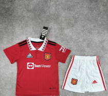 22-23 M-U home kids  Soccer Jersey