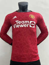 23-24  M-U home long sleeve  Player Version  Soccer Jersey