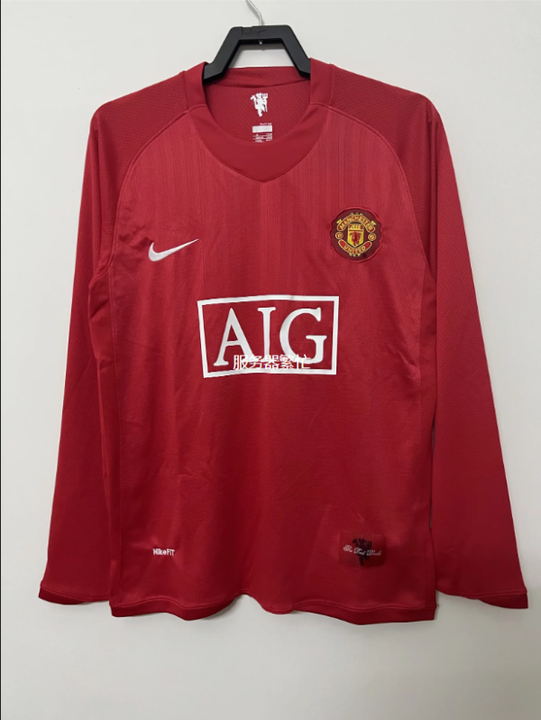 Retro 07/08  M-U home  red  long sleeve League Edition   Soccer Jersey