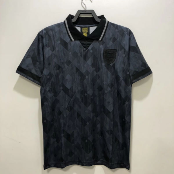 Retro 1990 England  away  black Jacquard cloth has Umbro  Soccer Jersey