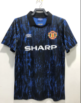 Retro 1993 M-U  away Black blue Soccer Jersey