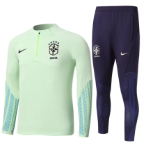 23-24 Brazil  kids Training suit light green Soccer Jersey