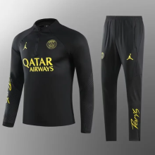 23/24  PSG training suit Black yellow label Soccer Jersey