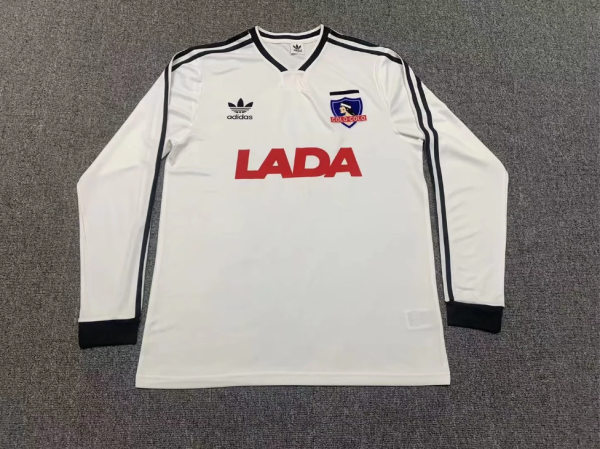 Retro 91 Colo-Colo Home White long sleeve  Soccer Jersey