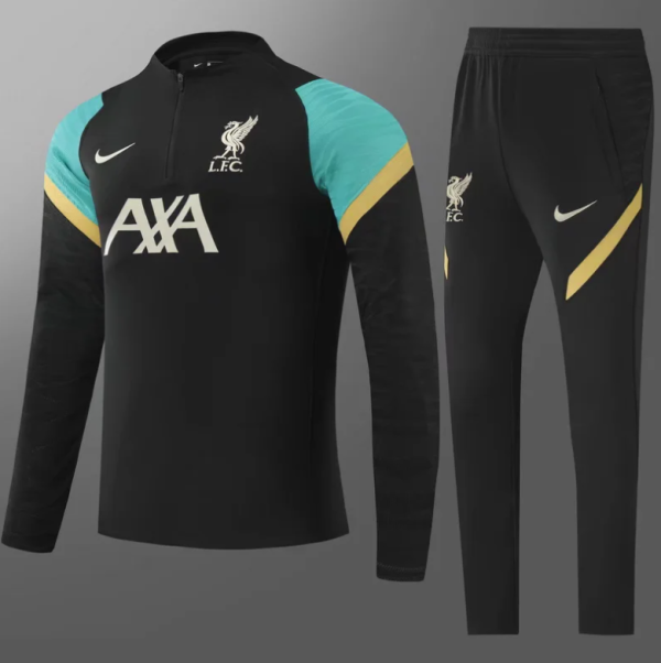 23/24  Liverpool Training suit Black green sleeve Soccer Jersey