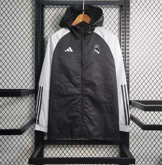 23/24 Real Madrid Black white sleeve windbreaker