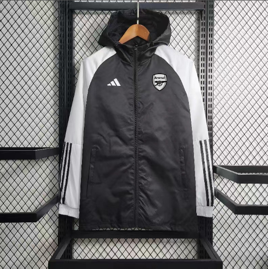 23/24  Arsenal Windbreaker Black white sleeve