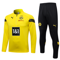 23/24 Dortmund Half pull up long sleeves training suit yellow Soccer Jersey