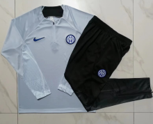 23/24 Inter Milan Half pull up long sleeves training suit light gray Soccer Jersey