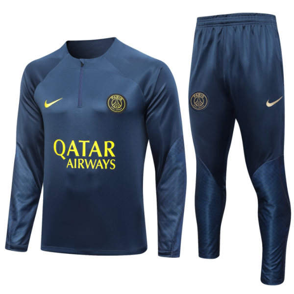 23/24  PSG Half pull up long sleeves training suit sapphire blue Soccer Jersey